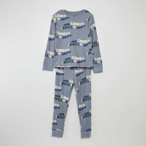 Ensemble pyjama imprimé fantaisie - 2 pièces - Bleu/gris