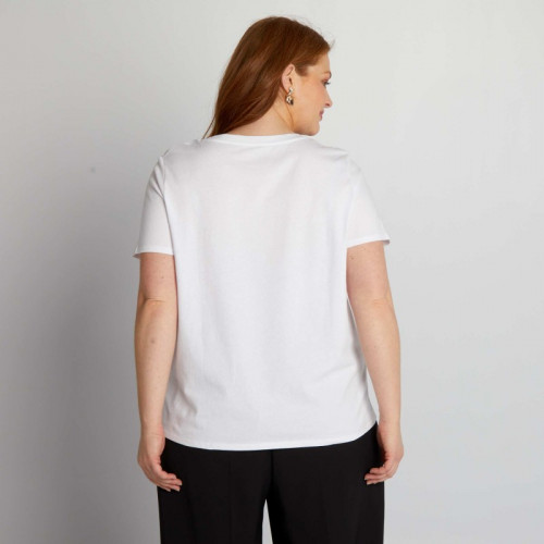 Tee-shirt en coton avec imprimé - Blanc/noir