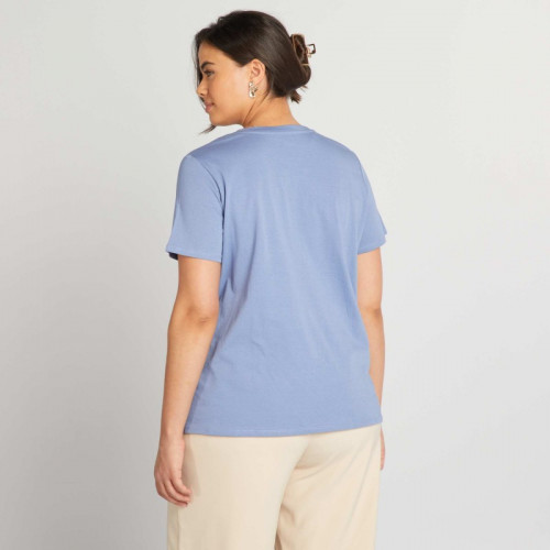 Tee-shirt en coton avec imprimé - Bleu foncé