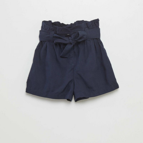 Short ceinturé fluide - Bleu marine