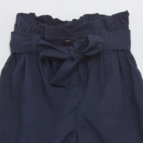 Short ceinturé fluide - Bleu marine