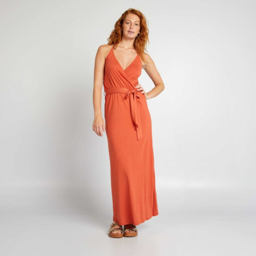 Robe longue à fines bretelles - Orange