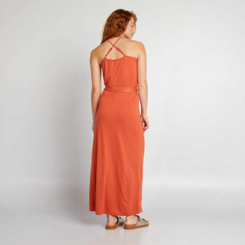 Robe longue à fines bretelles - Orange