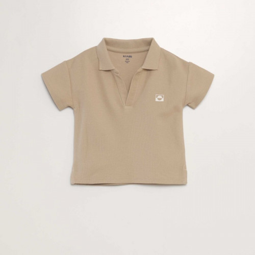 Polo en coton piqué - Marron taupe