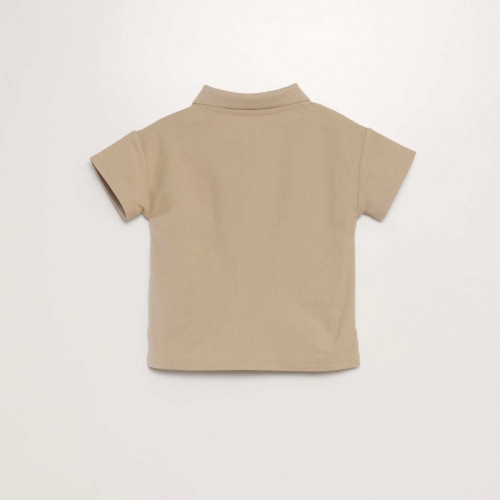 Polo en coton piqué - Marron taupe