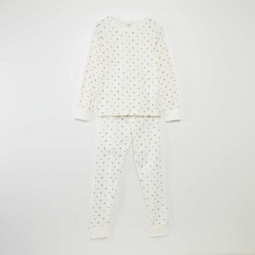 Ensemble pyjama imprimé fantaisie - 2 pièces - Blanc 'fleur'