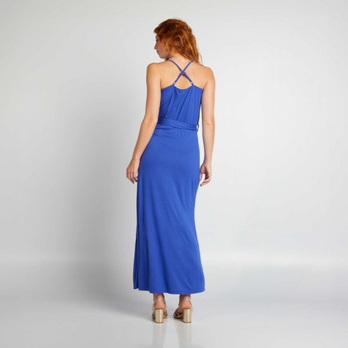 Robe longue à fines bretelles - Bleu