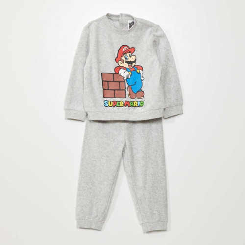 Pyjama long - Imprimé 'Mario' - 2 pièces - Gris