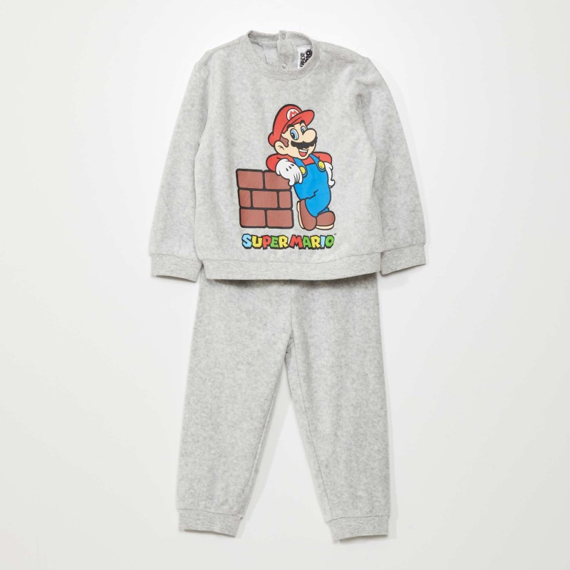 Pyjama long - Imprimé 'Mario' - 2 pièces - Gris