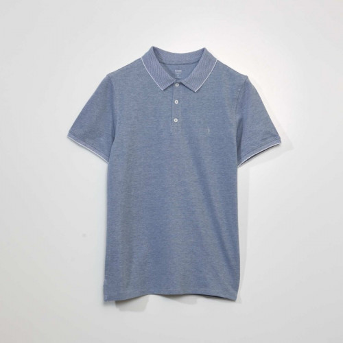 Polo en piqué de coton - Bleu