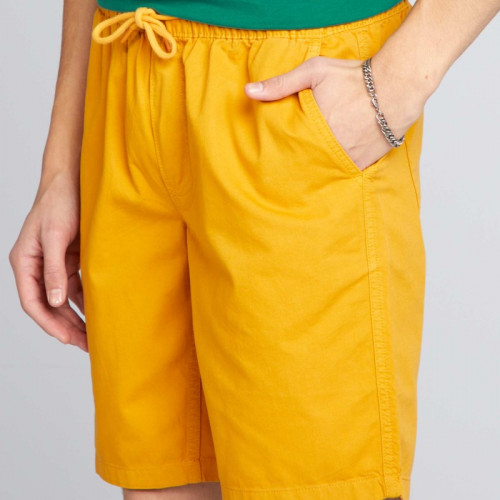 Short élastique en coton - Jaune moutarde