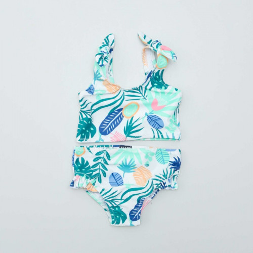 Maillot de bain tropical - 2 pièces - Bleu