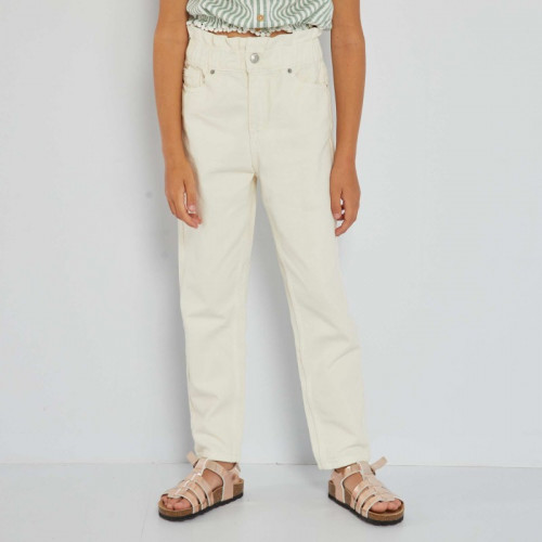 Pantalon denim coupe mom - Blanc