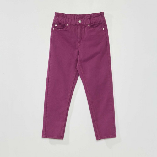 Pantalon denim coupe mom - Prune