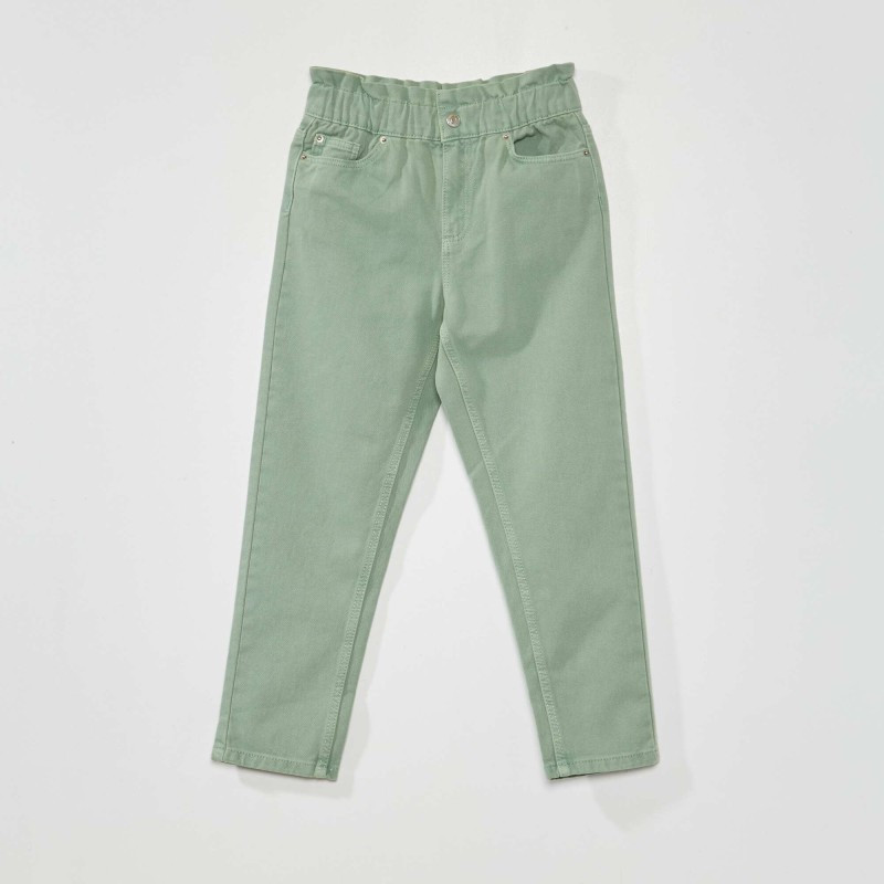 Pantalon denim coupe mom - Vert