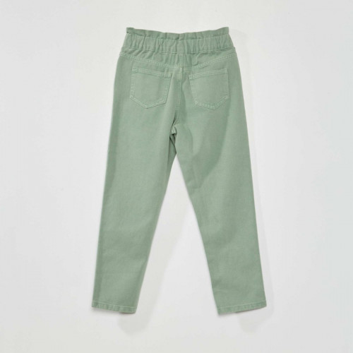 Pantalon denim coupe mom - Vert