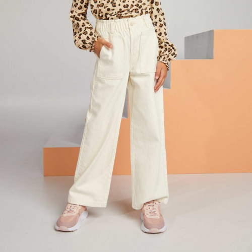 Pantalon denim wide leg - Blanc