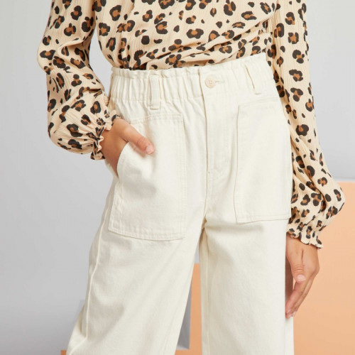 Pantalon denim wide leg - Blanc