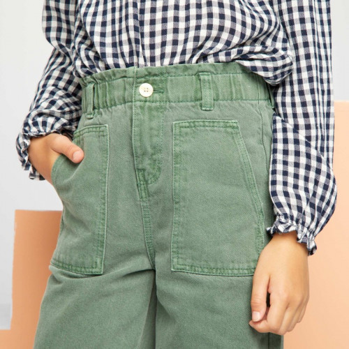 Pantalon denim wide leg - Vert