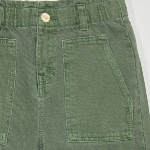 Pantalon denim wide leg - Vert