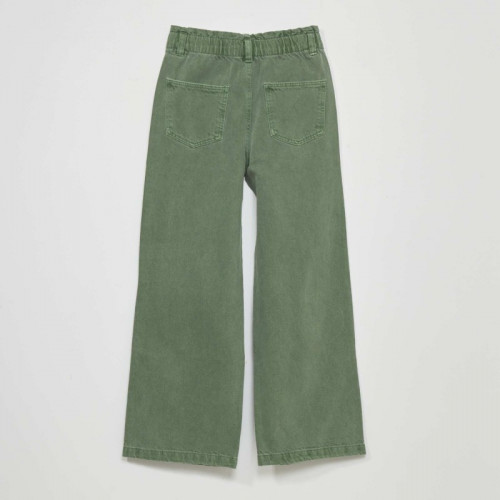 Pantalon denim wide leg - Vert