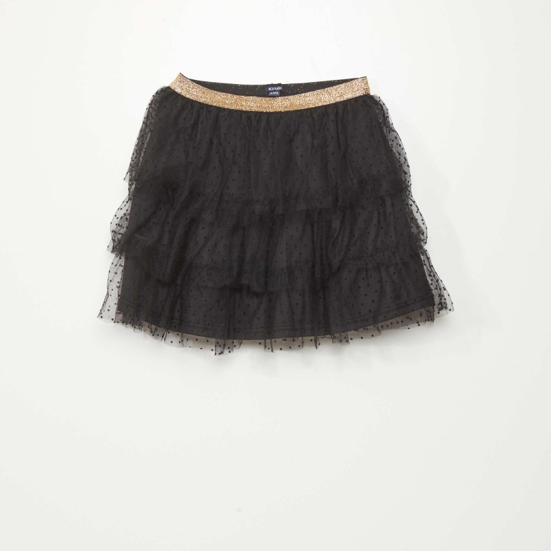 Jupe en tulle motif à pois - Noir