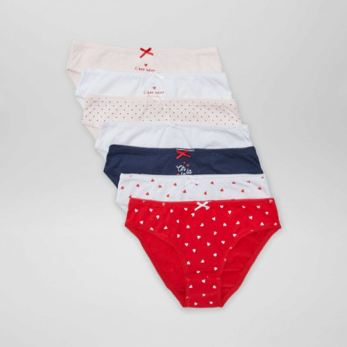 Lot de 7 culottes - Blanc/rose/rouge