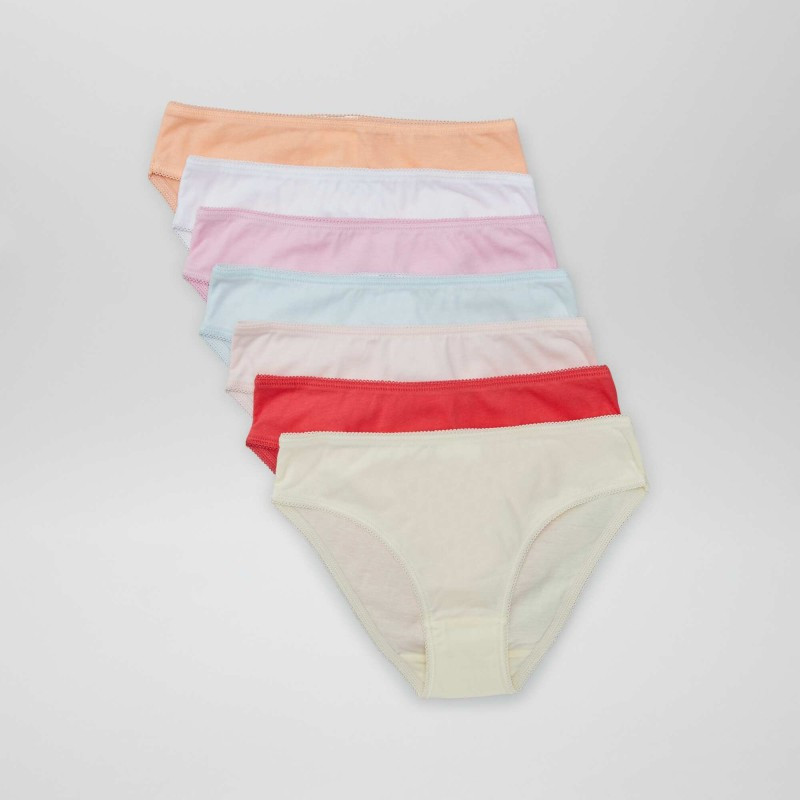 Lot de 7 culottes unies - Rose/violet/orange/vert/blanc