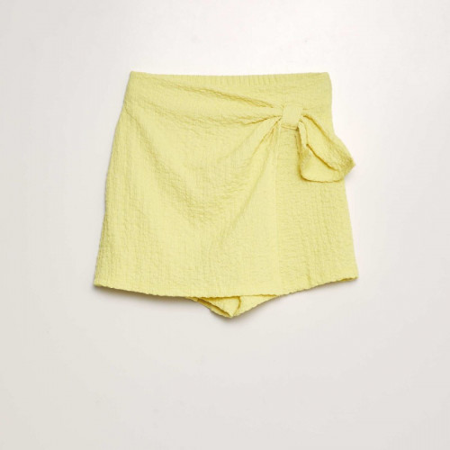 Jupe short en maille gaufrée - Jaune