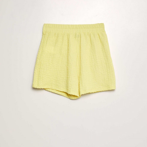 Jupe short en maille gaufrée - Jaune