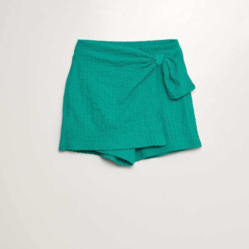 Jupe short en maille gaufrée - Vert