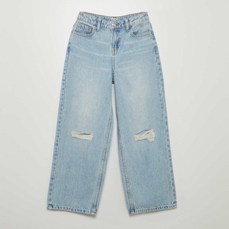 Jean wide leg distroyed - Bleu