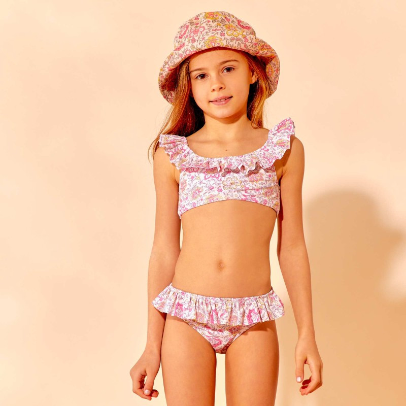 Maillot de bain à imprimé tropical - 2 pièces - Vieux rose