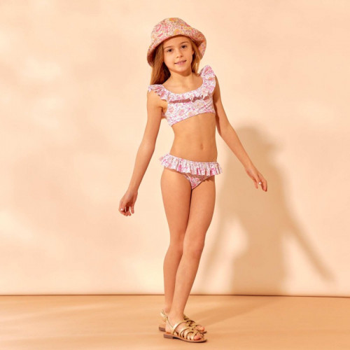 Maillot de bain à imprimé tropical - 2 pièces - Vieux rose