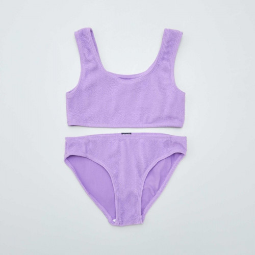 Maillot de bain gaufré - 2 pièces - Violet