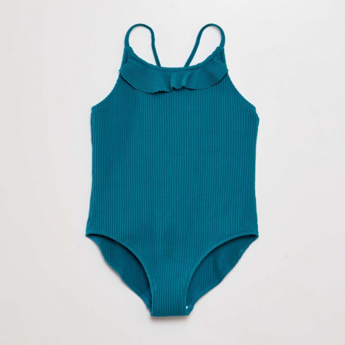 Maillot de bain 1 pièce avec volant - Bleu