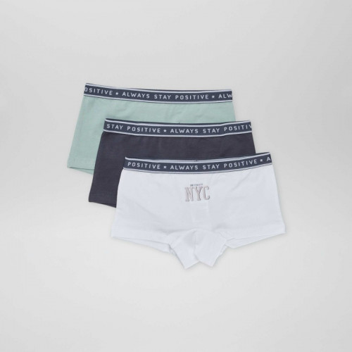 Shorties en jersey - Lot de 3 - Vert/blanc/anthracite