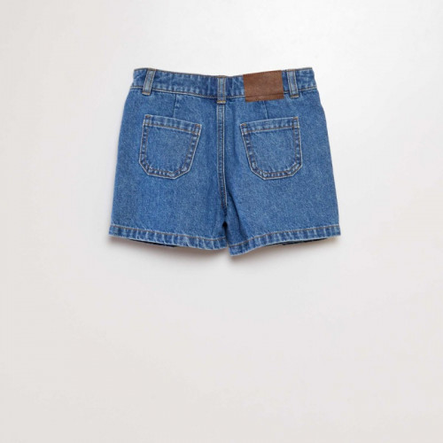 Mini jupe short en jean plissée - Bleu