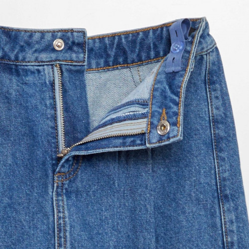 Mini jupe short en jean plissée - Bleu