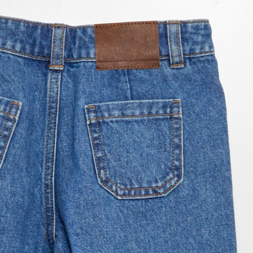 Mini jupe short en jean plissée - Bleu