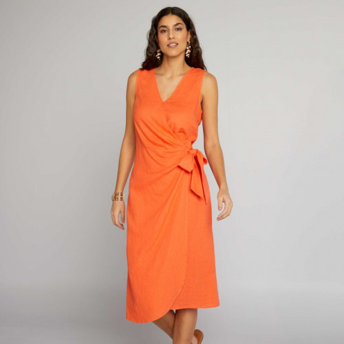 Robe midi sans manches - Orange