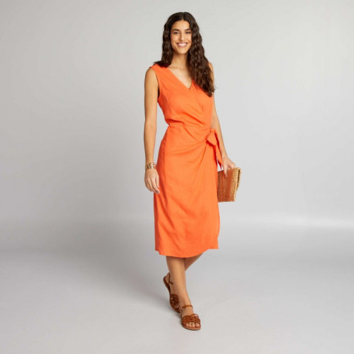 Robe midi sans manches - Orange