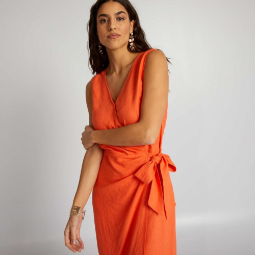 Robe midi sans manches - Orange