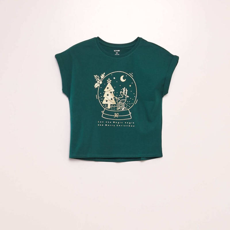 T-shirt manches courtes 'Noël' - Vert