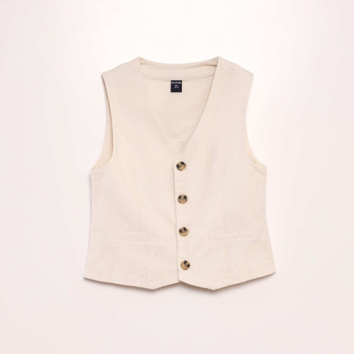 Gilet de costume en coton - Beige