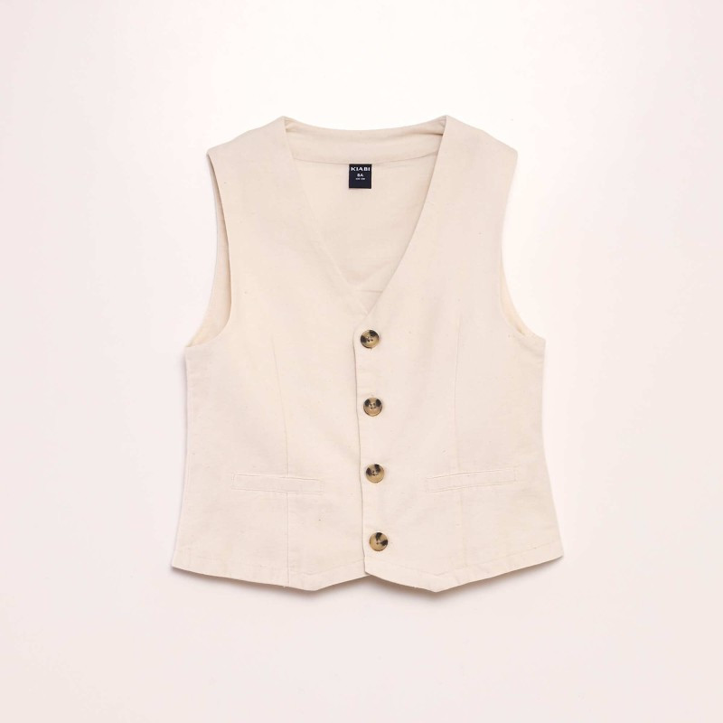 Gilet de costume en coton - Beige