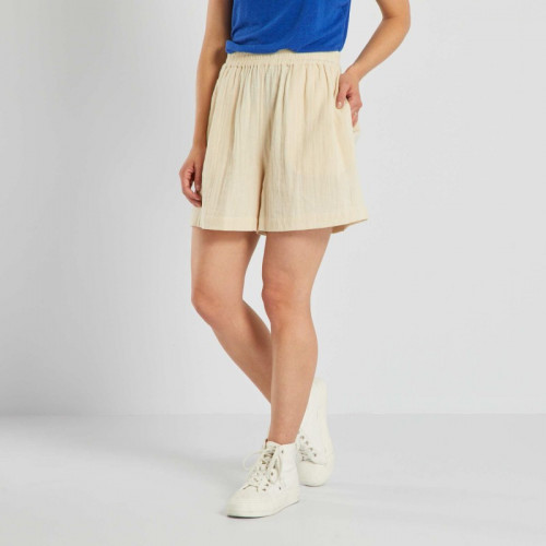 Short en double gaze de coton - Beige