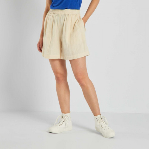 Short en double gaze de coton - Beige