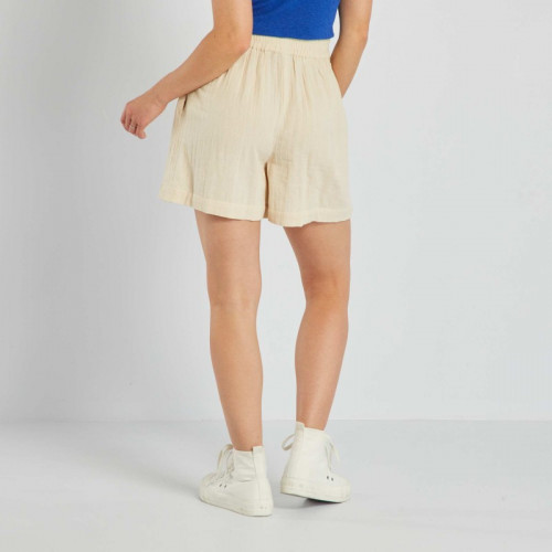 Short en double gaze de coton - Beige