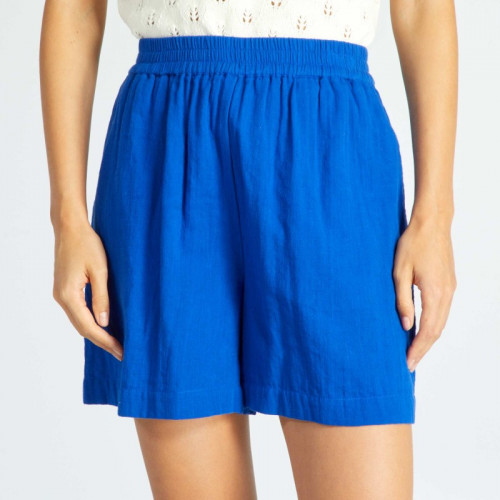 Short en double gaze de coton - Bleu